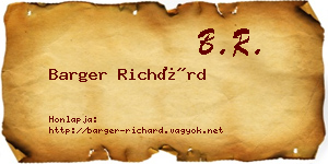 Barger Richárd névjegykártya